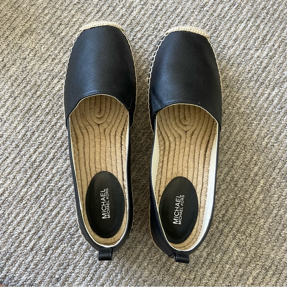 Michael Kors Black Espadrille Slip-On Flats